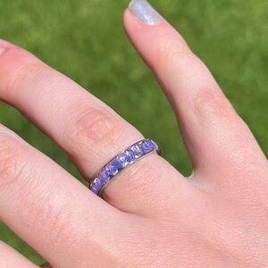 Stainless Steel Italian Silver Ring with pink stones